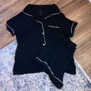 Stars Above - Women’s Black Polo Shirt and Short Pajama Set